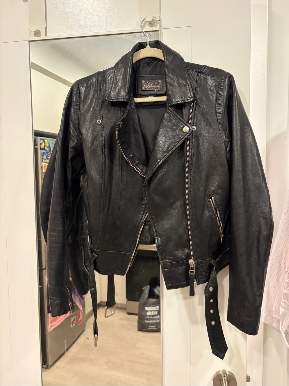 Mackage Black Leather Asymmetric Moto Jacket